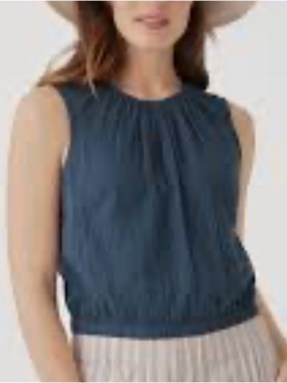 Pact Organic Cotton Bubble Hem Top Blue Gauze Women’s XL Coastal Cottage Summer